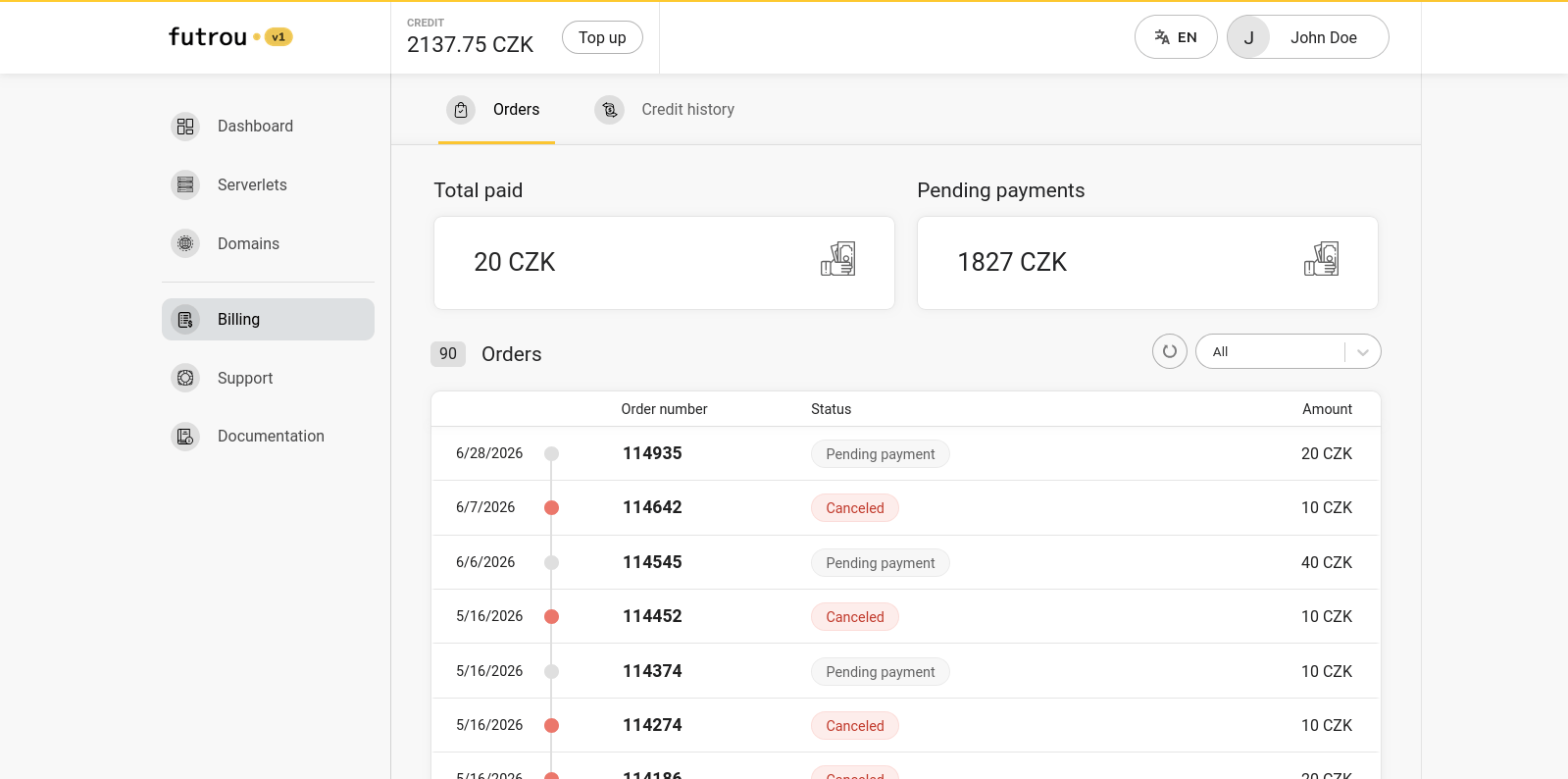 Billing in Futrou v1