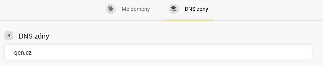 DNS zone overview in the administration