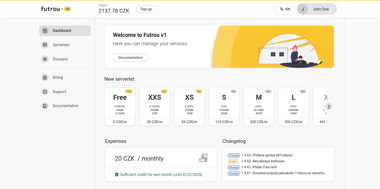 Futrou v1 administration home